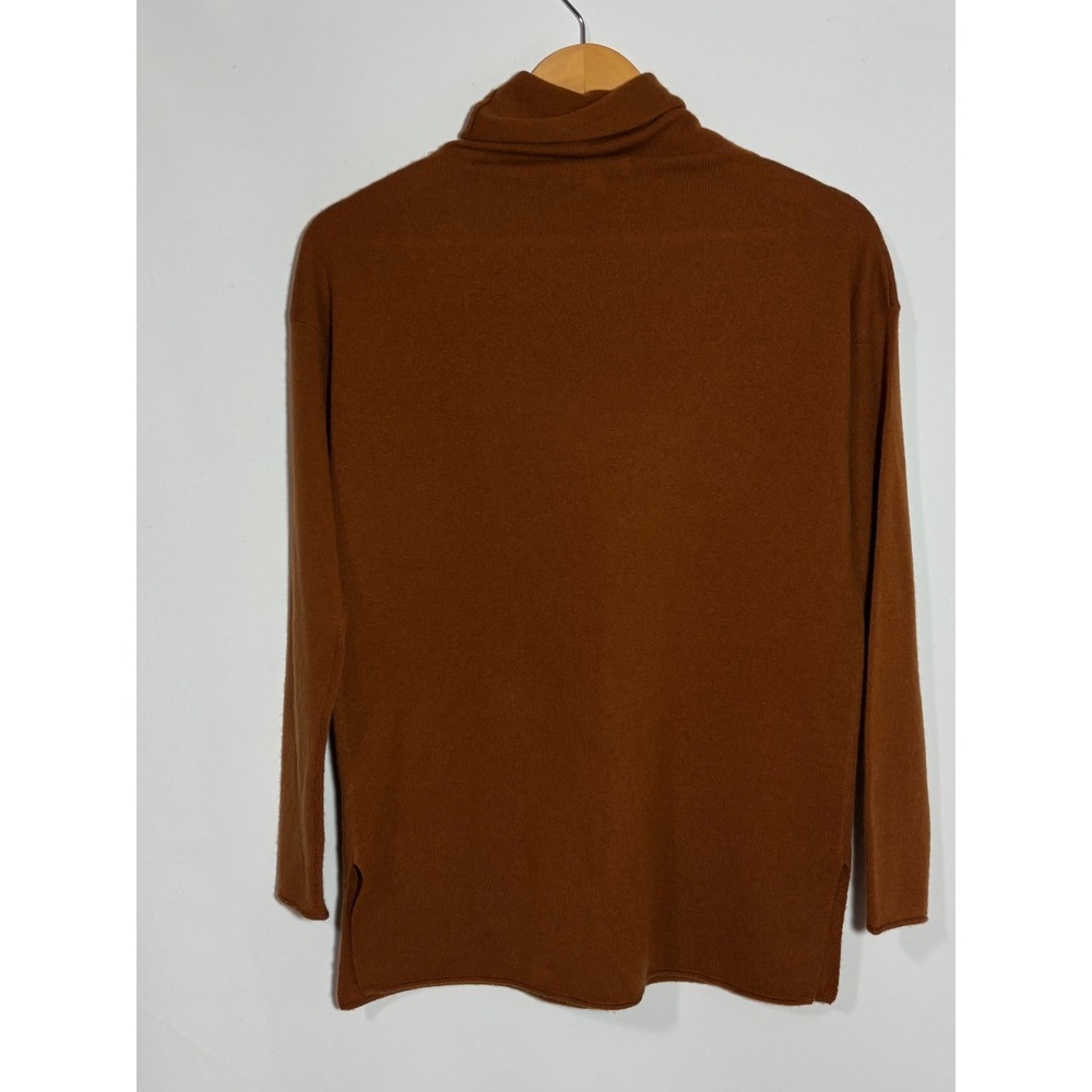 Vince‎ Rust Brown Wool Cashmere Turtleneck Sweater Side Slit Sz XS Quiet Luxury